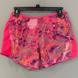 Nike Pink Dri Fit Cross Stitch Printed Shorts